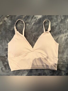 NWOT Danskin Ribbed V-Neck Bralette -Size L — Beige- removable pads
